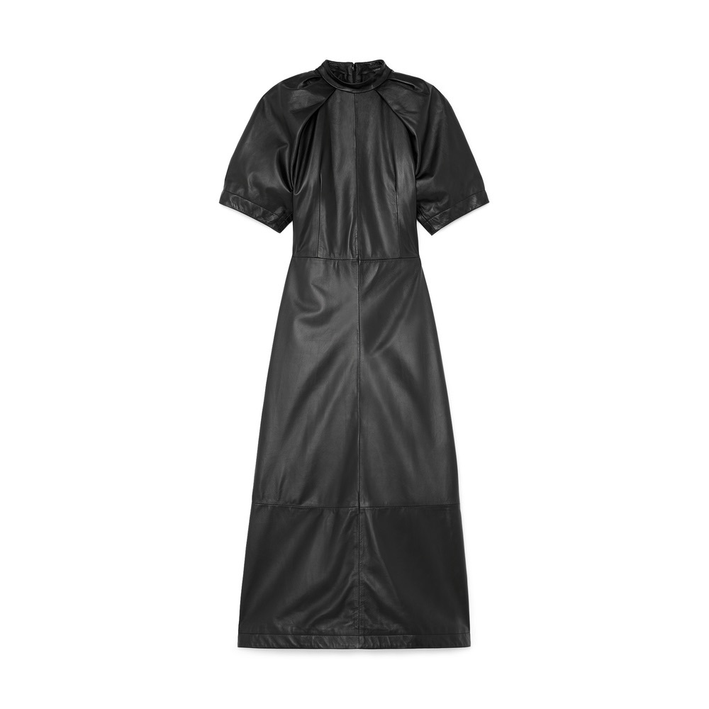 Goop G. Label Real Leather Puff Sleeve Dress